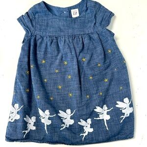 Gap Tinkerbell Fairy Embroidered Chambray Denim Dress